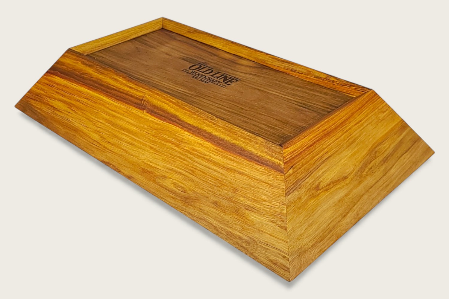 Canarywood Catch-All Bowl (#340) with horizontal face grain, a rectangle shape, and a warm tung oil finish.